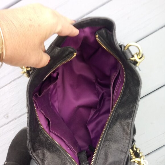 Coach Madison 20466 Soft Black Leather Handbag Tote CAROUSEL LOGO Bag 🛍️ - Picture 3 of 8